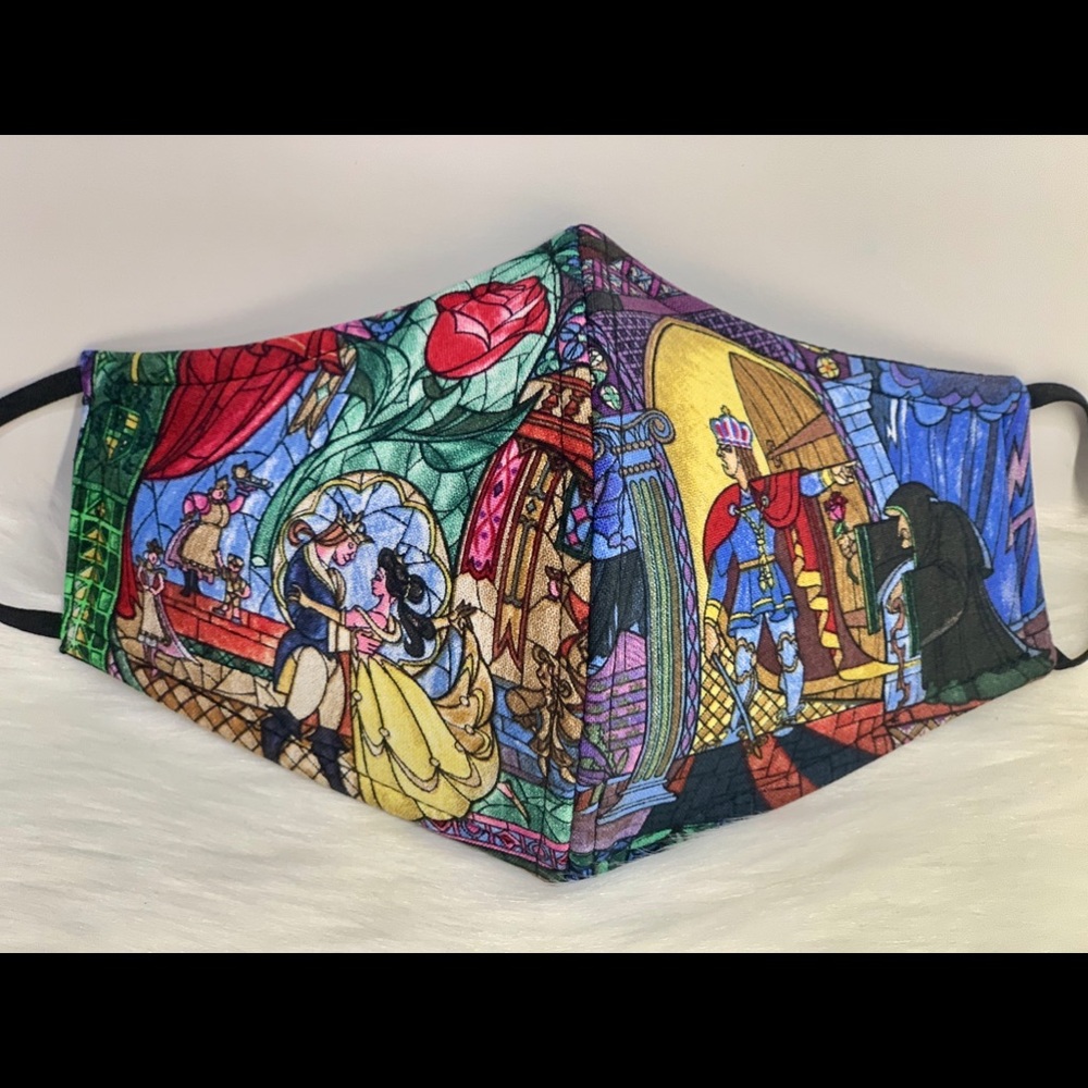 Stained Glass Beauty and the Beast adult face mask - Picture 2 of 6